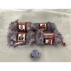Lot of 4 Bernat Eyelash Yarn Skeins Eye Shadow Color 35007 Lot 93378 New